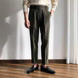 Spot Korean Autumn New Classic Double Pleated Men's Casual Trousers