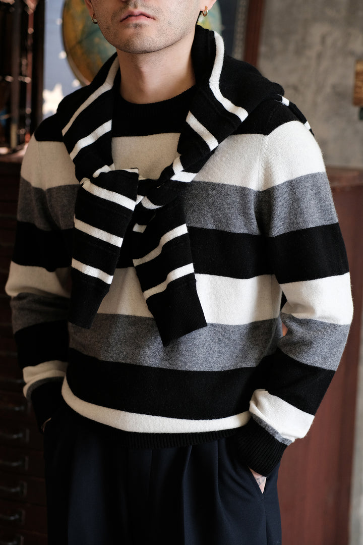 Cashmere Striped Round Neck Sweater