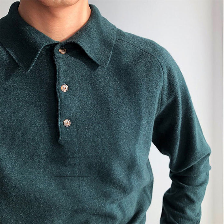 Fine Wool Polo Sweater