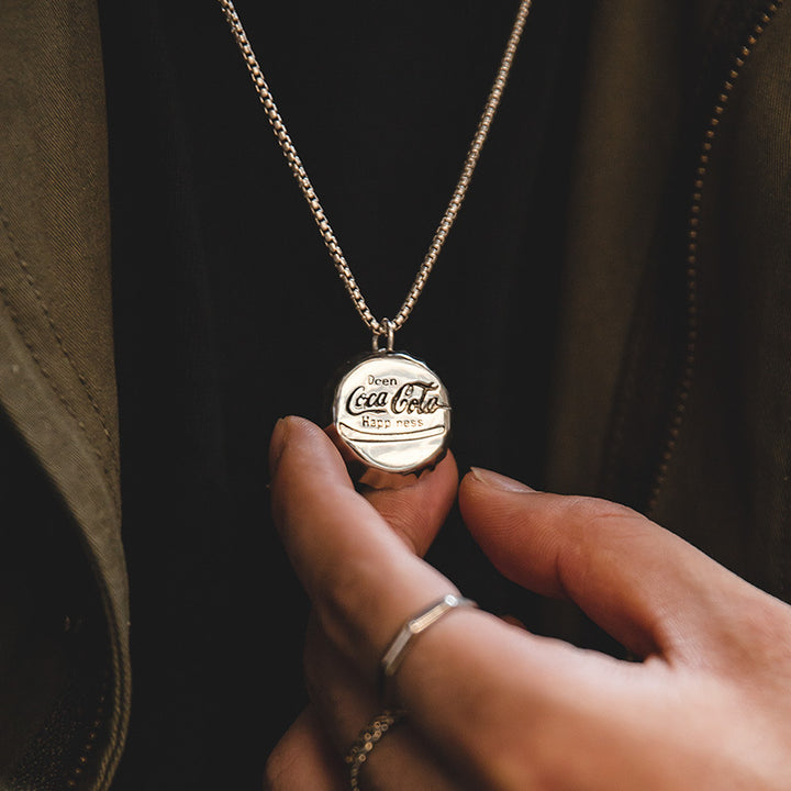 Silver Bottle Cap Necklace