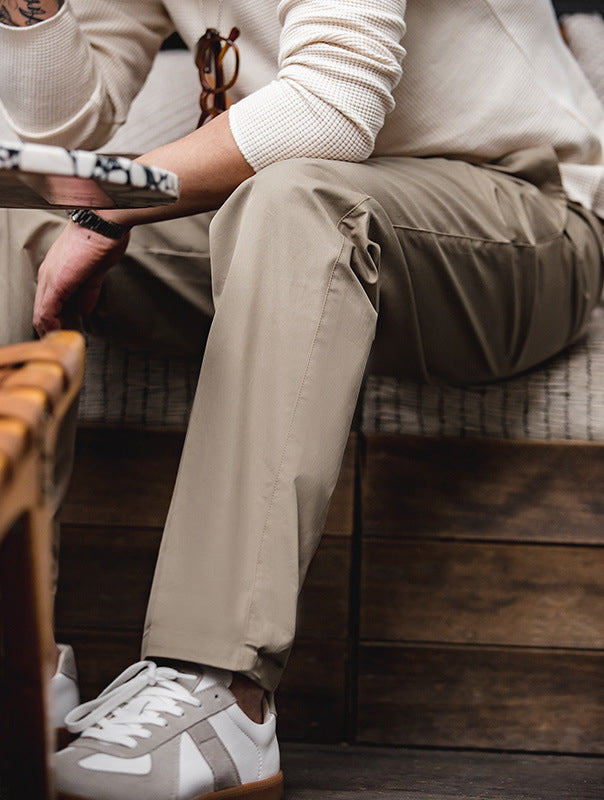 Khaki Straight Trousers