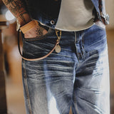 Whiskers Loose Casual Straight Long Washed Jeans