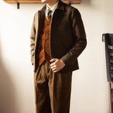 Workwear Gentleman Lapel Collar Wool Tweed Jacket