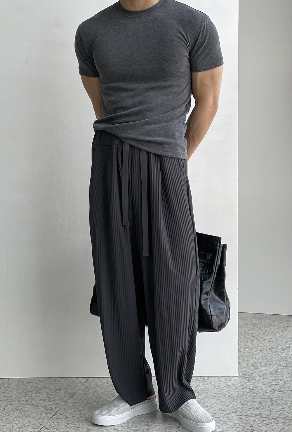 High Elastic Vertical Striped Trousers