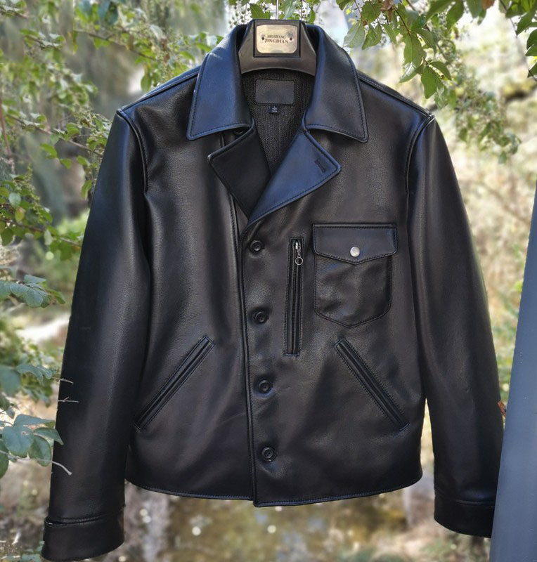 Single-Breasted Leather Jacket