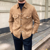 Warm Lapel Suede Section Single-breasted British Jacke