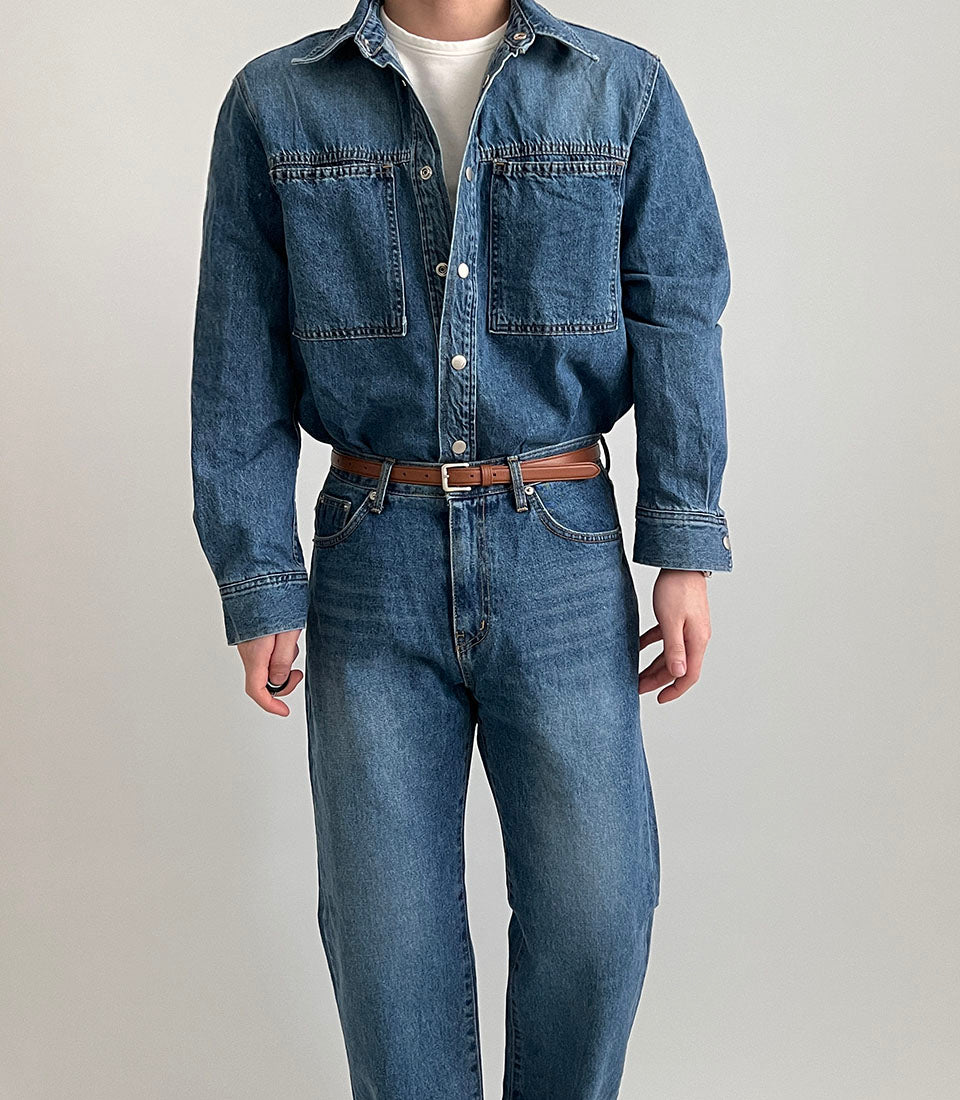 Pointed Collar Denim Shirt