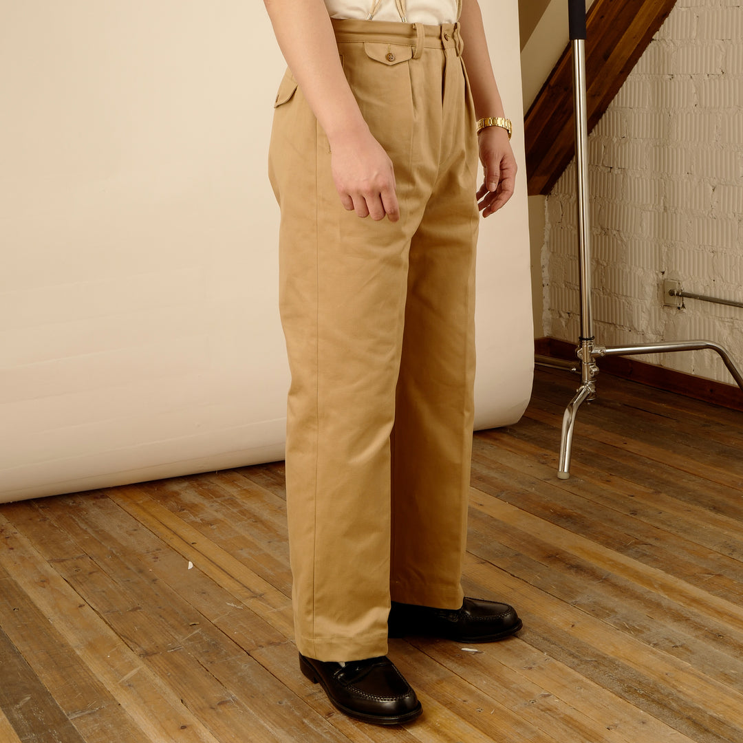 Pleated Khaki Trousers