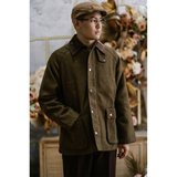 British Tweed Wool Loose Multi-pocket Tooling Jacket