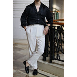 Gentleman Cuban Collar Loose Long-sleeved Shirt