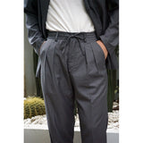 Bifold Casual Simple Retro Drawstring Trousers