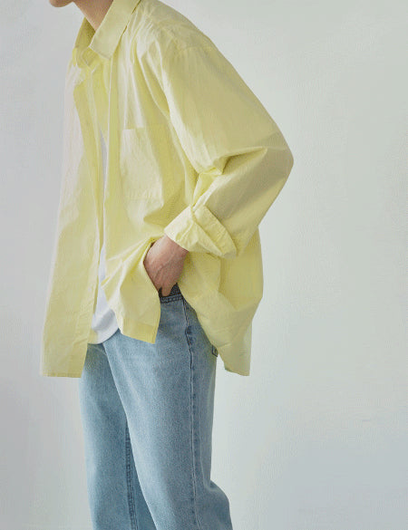 Casual Yellow Long-Sleeved Shirt