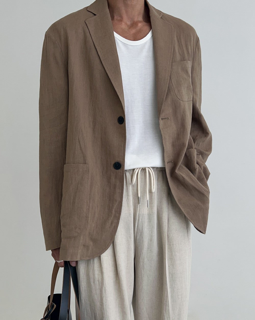 Single-Breasted Linen Suit Jacket