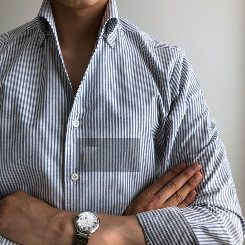 High Collar Striped Shirt