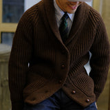 Wool Lapel Knitted Cardigan Sweater