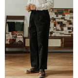 Versatile Parisian Corduroy Pants with Adjustable Buckle