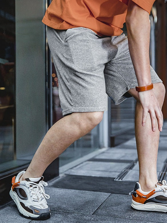 Gray Knit Straight Shorts