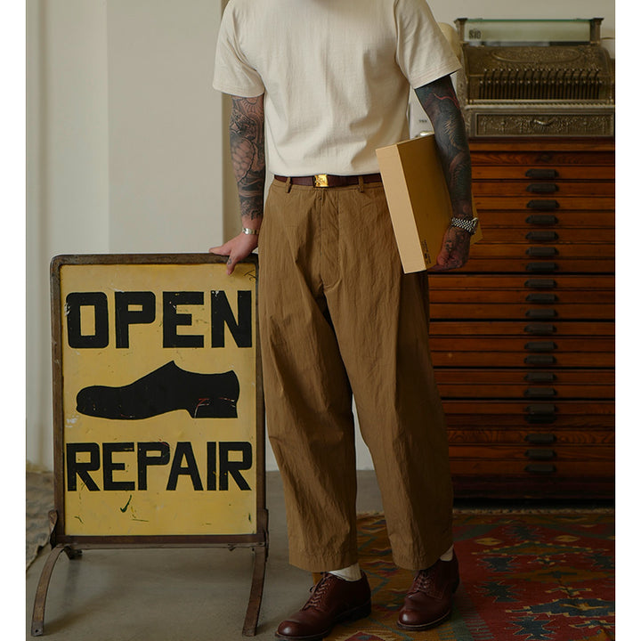 Pleated Khaki Trousers