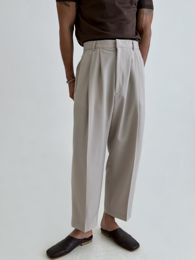 Buckle Drape Wide-Leg Pants