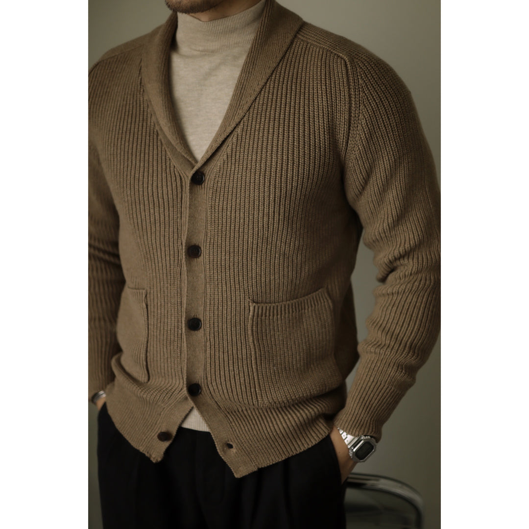 Shawl Collar V-Neck Cardigan