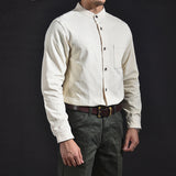 Heavy Hbt Herringbone Long-sleeved Workwear Stand Collar Shirt