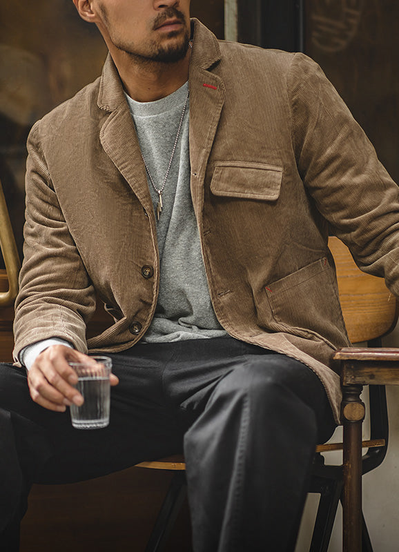 Single-Breasted Corduroy Jacket