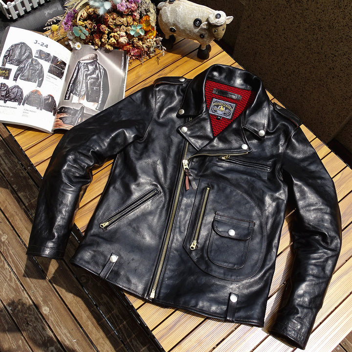 Horse Leather Cable-Stayed Jacket