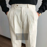 Business Corduroy Nine-point Solid Color Double Pleated Pants