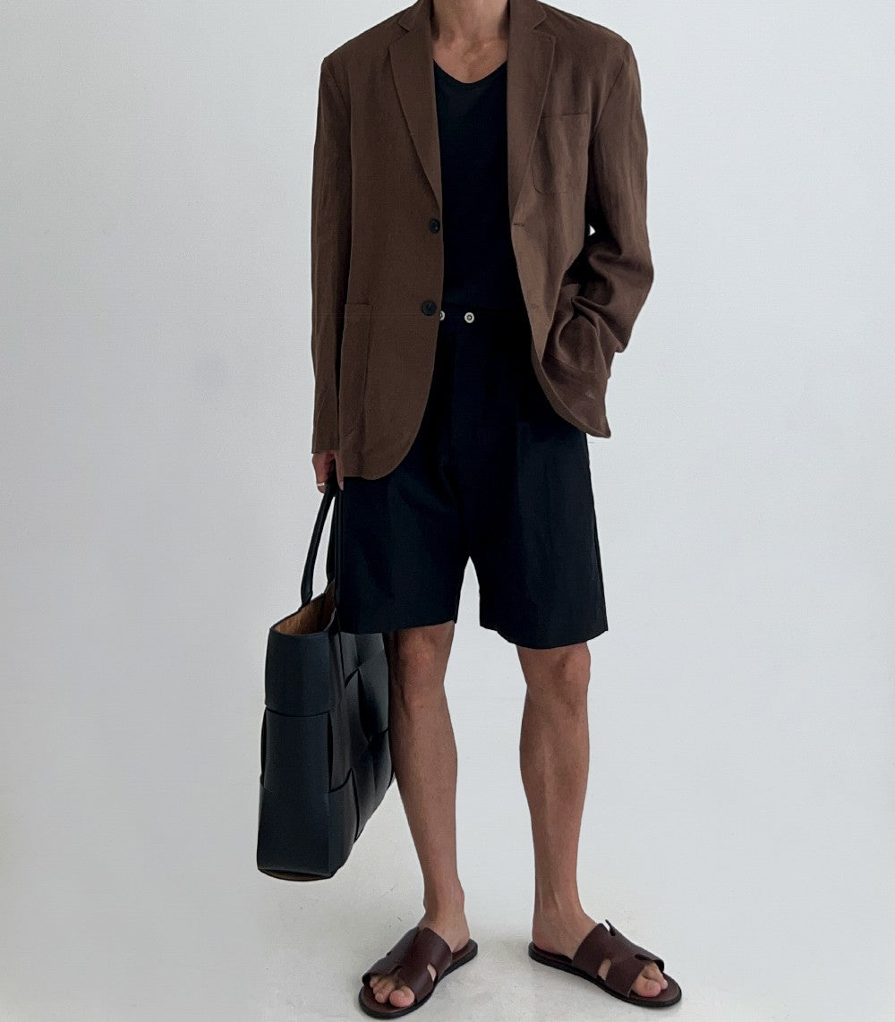 Single-Breasted Linen Suit Jacket