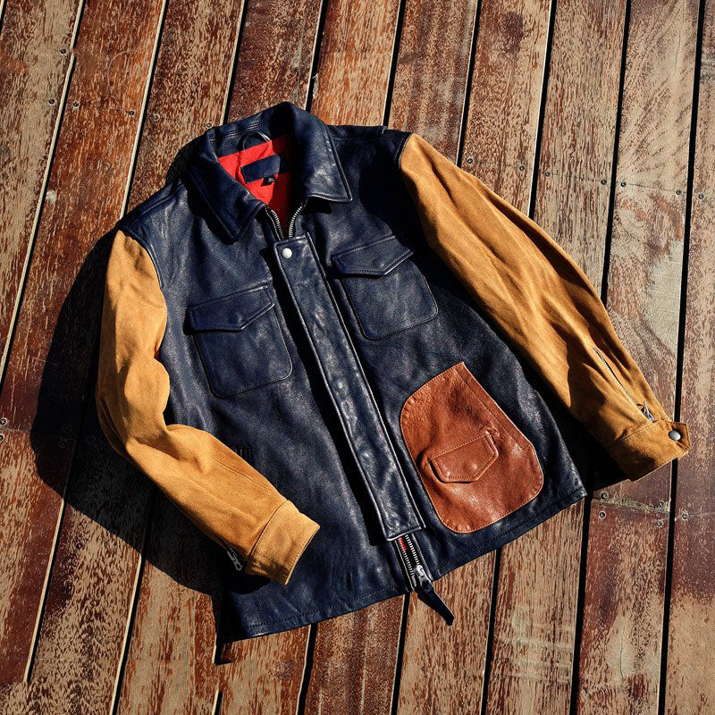 Velvet Lapel Motorcycle Jacket