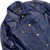 Blue Lychee Pattern Storm Knight Jacket Men's Leather