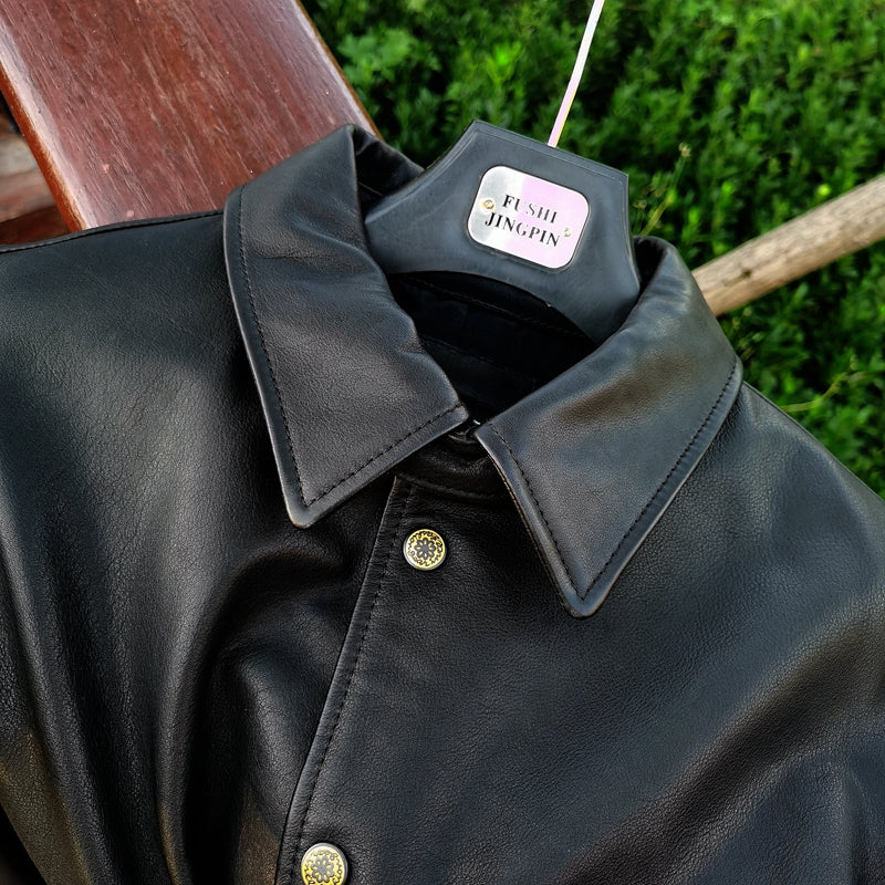 Black Lapel Leather Jacket