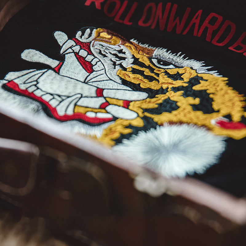 Tiger Head Embroidery T-Shirt