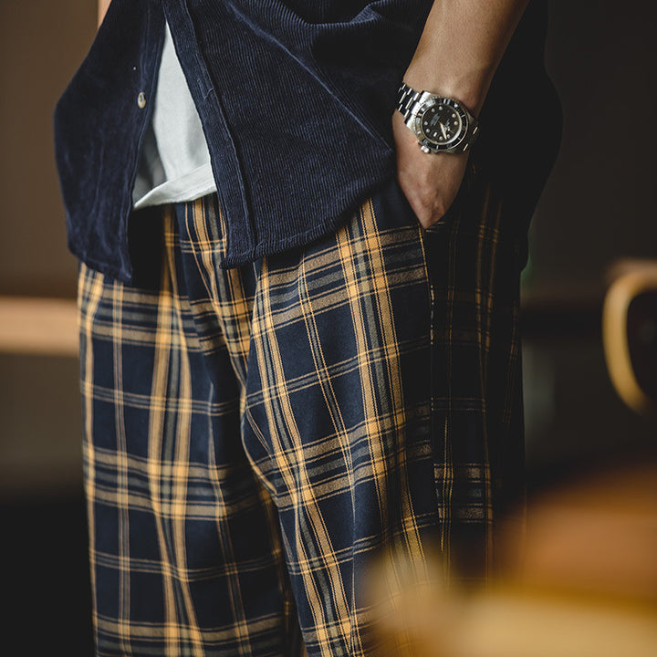 Plaid Wide-Leg Trousers