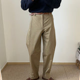 Loose Straight Retro Pleated Cotton Fashion Casual Trousers