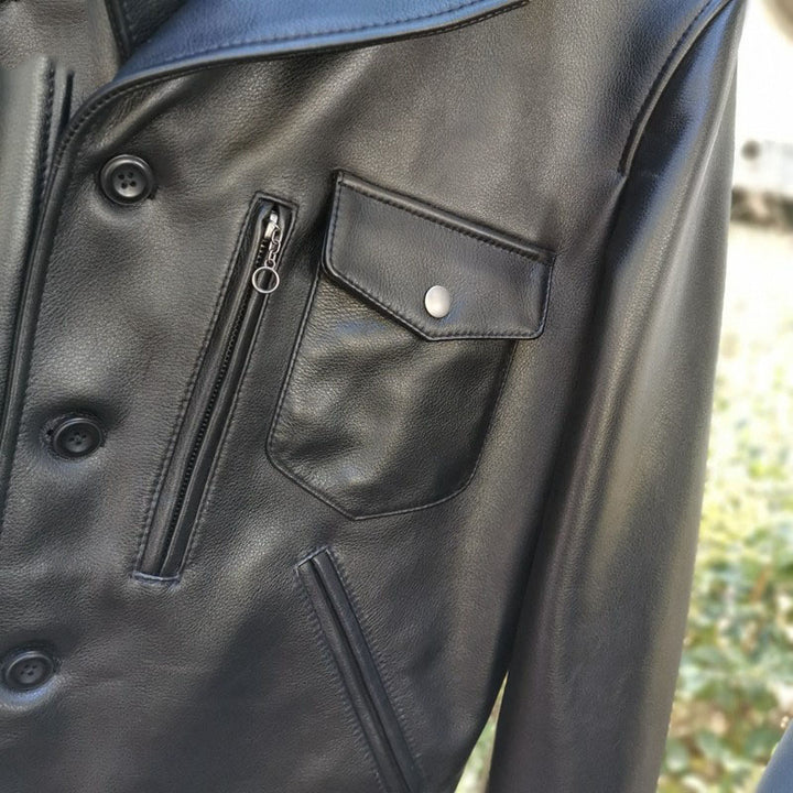 Single-Breasted Leather Jacket