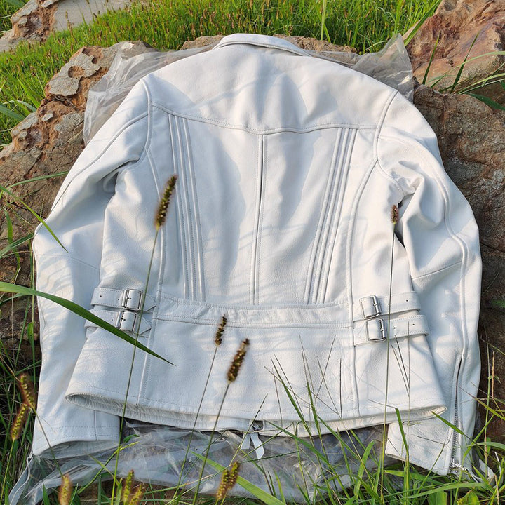 White Cowhide Motorcycle Jacket