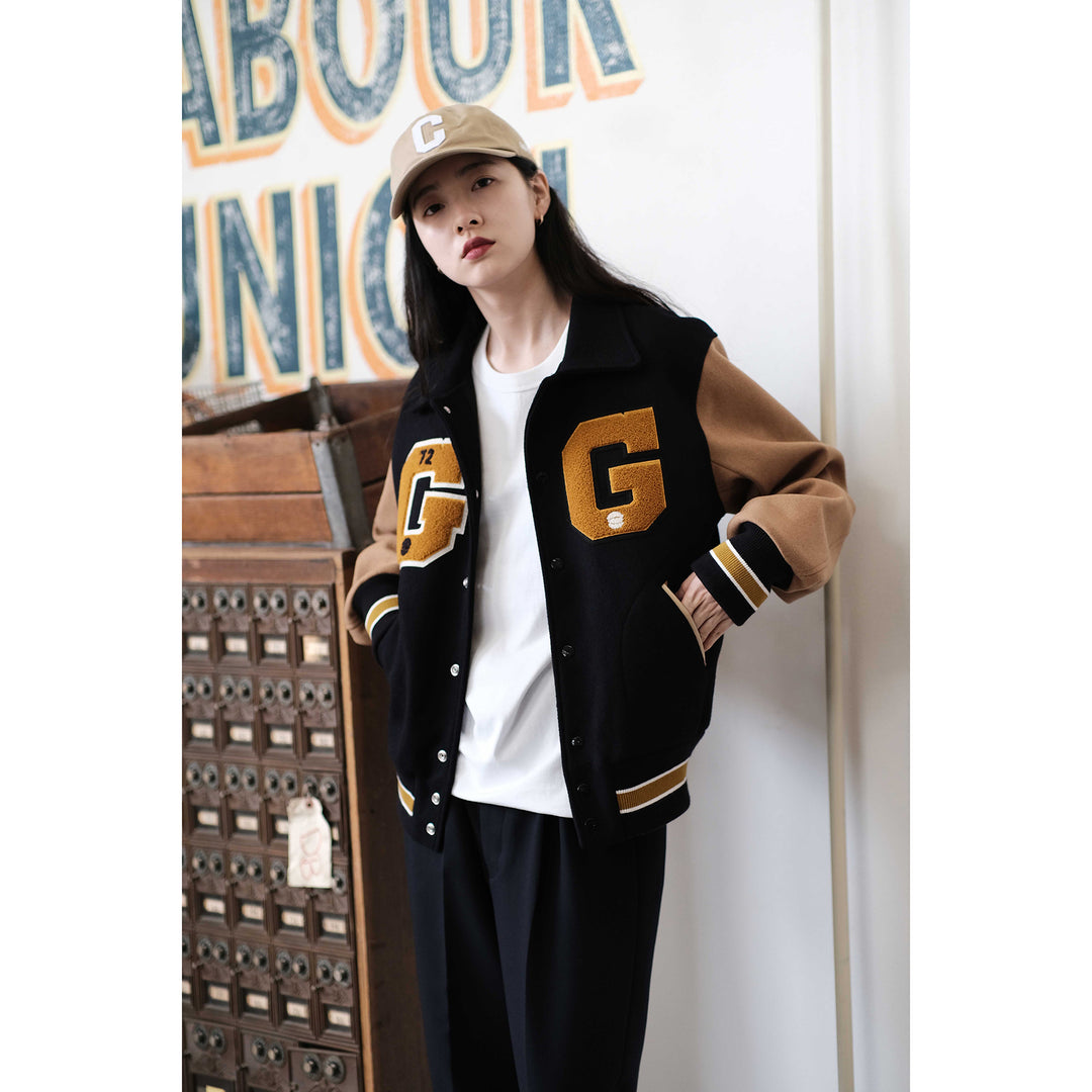 Embroidered Wool Baseball Jacket