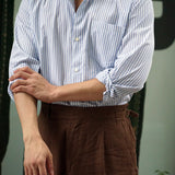 Long-sleeved Vertical Stripe Stitching Shirt