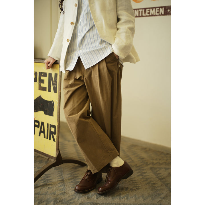 Kangzheng Labor Union Salt Shrinkage Texture Khaki Trousers