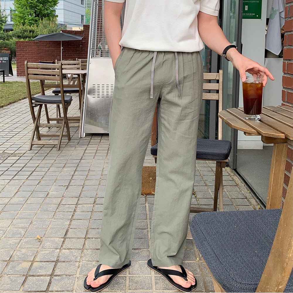 Lace-Up Elastic Waist Trousers