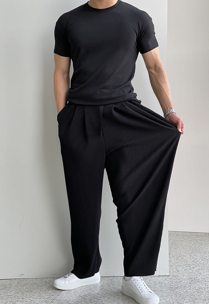 High Elastic Vertical Striped Trousers