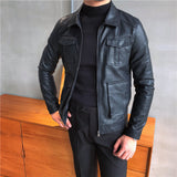 Motorcycle Retro Slim Lapel Leather Jacket