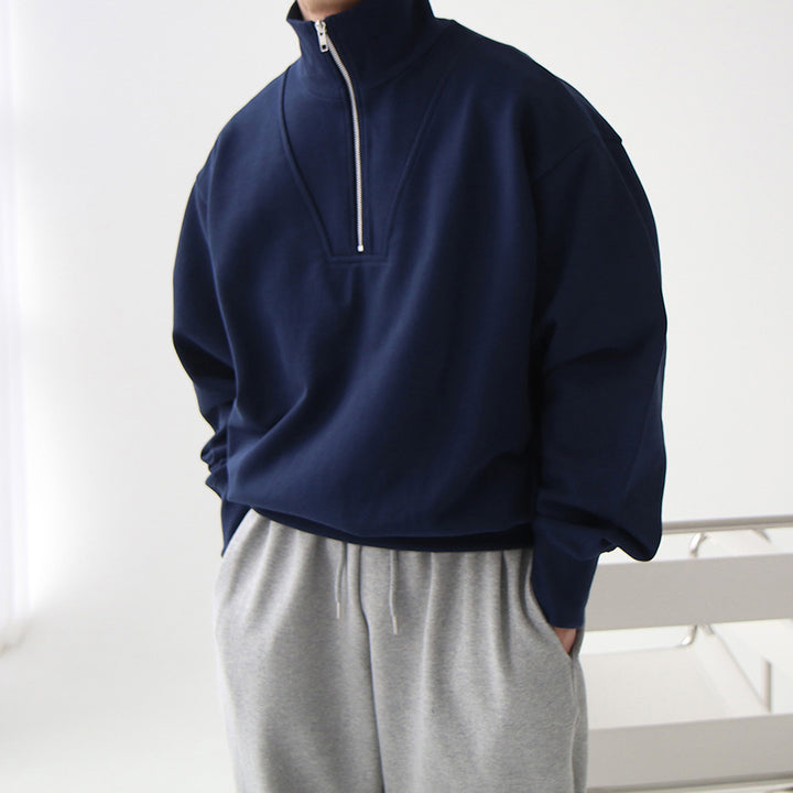 Zipper Lapel Pullover