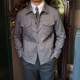 Section Warm Lapel Woolen Houndstooth Japanese Jacket