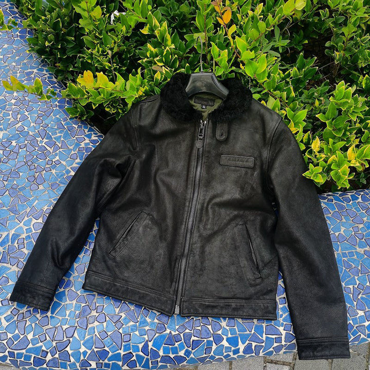 Matte Cowhide Lapel Jacket