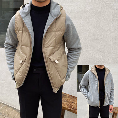 Double-sided Wearing Warm White Duck Down Hooded Jacket
