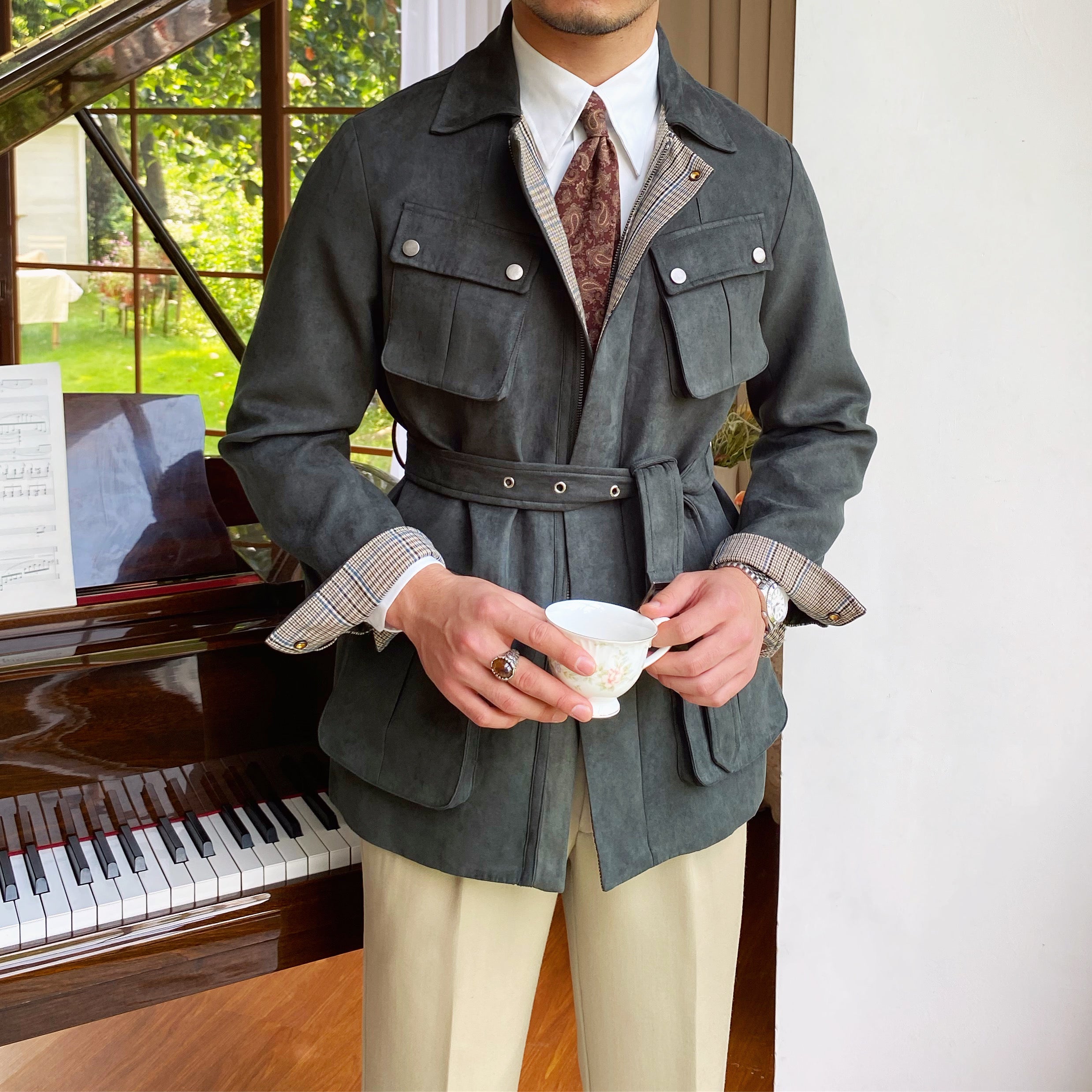Italian Style Safari British Petty Bourgeoisie Suede Warm Jacket