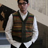 Wool Jacquard Lapel Vest Sweater