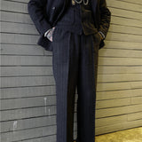 American 30s Wool Striped Wide-leg Trousers